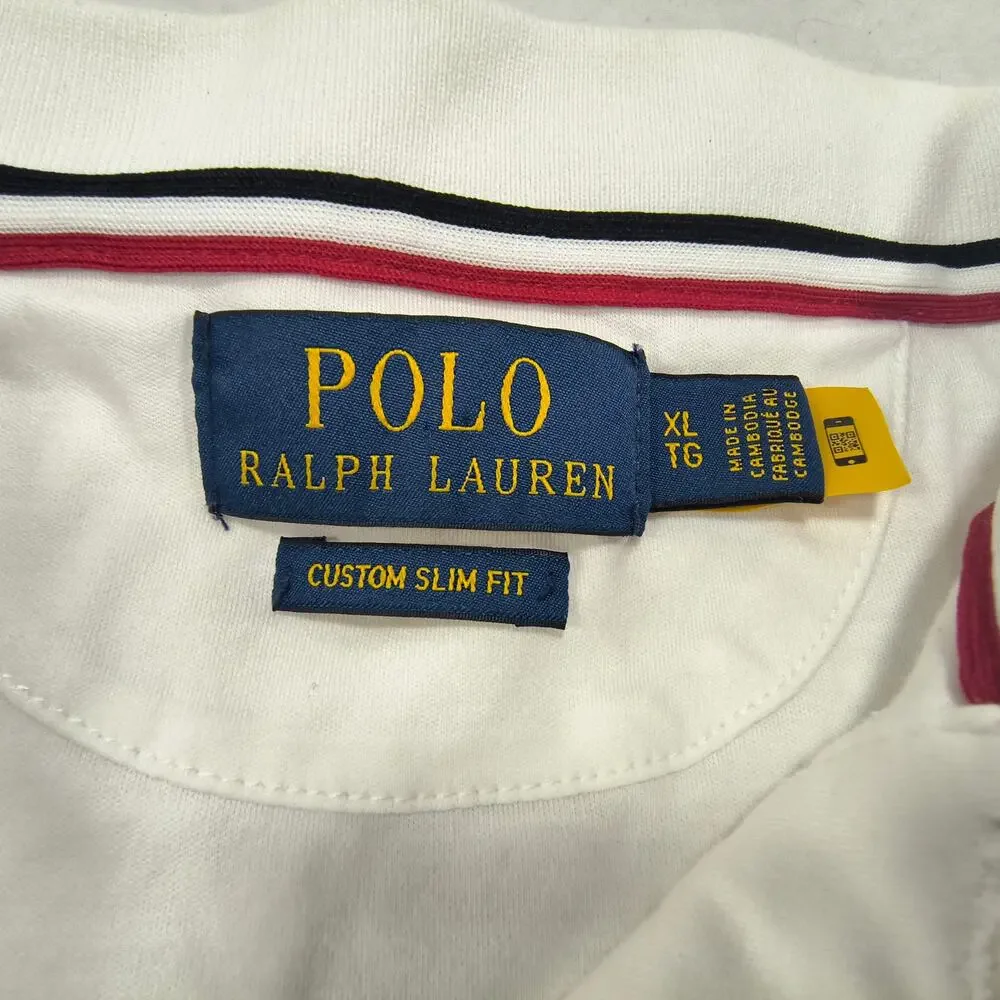Polo Ralph Lauren Custom Slim Fit Polo Shirt Mens Size Extra Large XL White